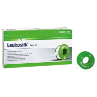 Leukosilk 2,5cmx5m mit Schutzring 12 Rollen