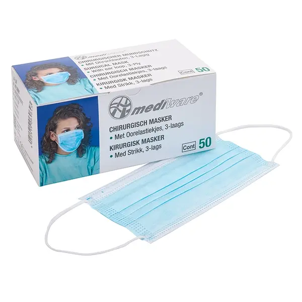 Mediware chirurgischer Mundschutz blau 50 St.